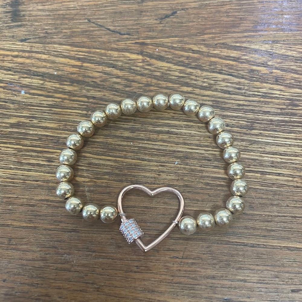 14k gold filled bead and heart with Swarovski crystal